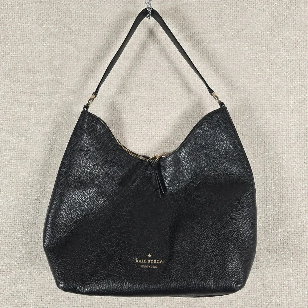 Kate Spade New‎ York Knott Large Shoulder Bag Black Pebbled Leather K8140 Hobo